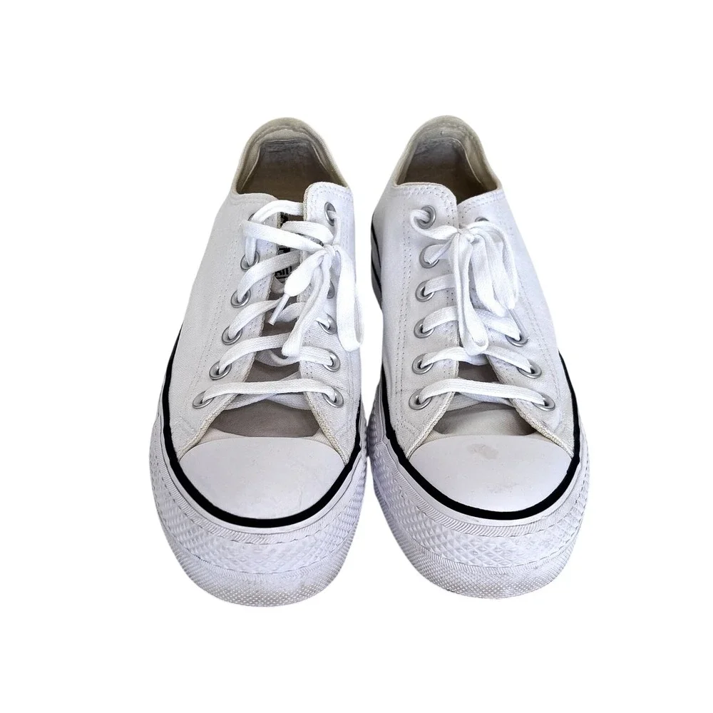 Converse Womens Chuck Taylor All Star Platform Sneakers 9 White Canvas Low Top